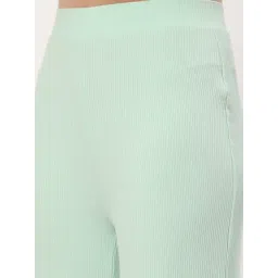 R&B Light Green Viscose Relaxed Fit High Rise Trousers image 5