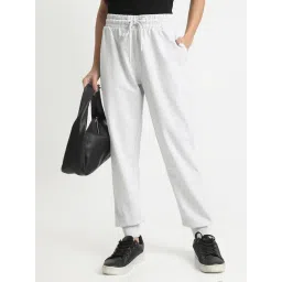 R&B Light Grey Cotton Regular Fit High Rise Joggers-picture-34