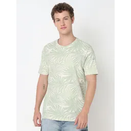 R&B Men Floral Printed Round Neck Cotton T-shirt-picture-10