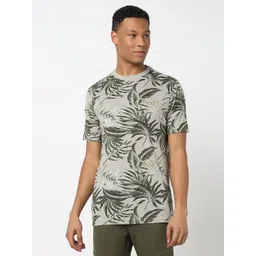 R&B Men Floral Printed Round Neck Cotton T-shirt image 1