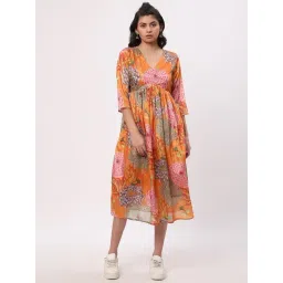 R&B Multicolor Polyester Printed Fit and Flare Kurta-image-11