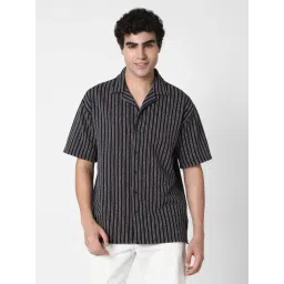 R&B Navy Cotton Relaxed Fit Striped Shirt-picture-21