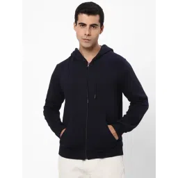 R&B Navy Fleece Regular Fit Hooded Jacket-picture-41