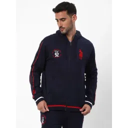 R&B Navy Regular Fit Embroidered Hooded Jacket-picture-20