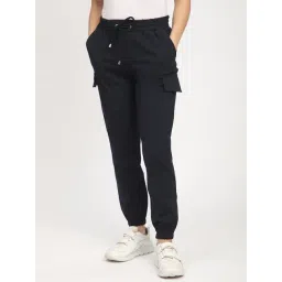 R&B Navy Viscose Mid Rise Joggers-picture-21