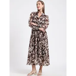 R&B Print Chiffon A-Line Midi Dress image 5