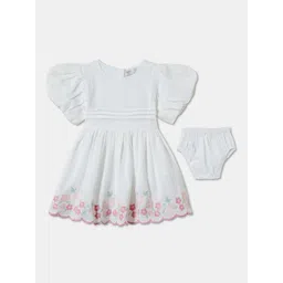 R&B Puff Sleeve Linen Fit & Flare Dress-picture-56