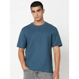 R&B Round Neck Drop-Shoulder Sleeves Cotton Casual T-shirt-picture-35