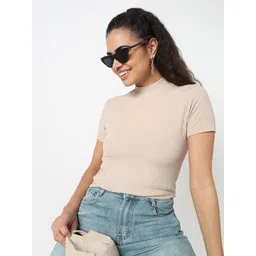 R&B Solid High Neck Fitted Regular Top-picture-36