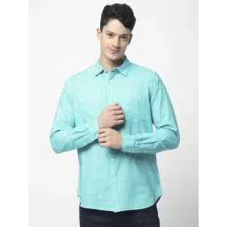 R&B Teal Blue Cotton Regular Fit Shirt-picture-36