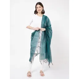 R&B Teal Organza Striped Dupatta-picture-39