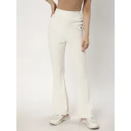 R&B White Cotton High Rise Trackpants-picture-35