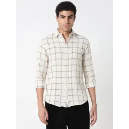 R&B White Cotton Regular Fit Checks Shirt-picture-18