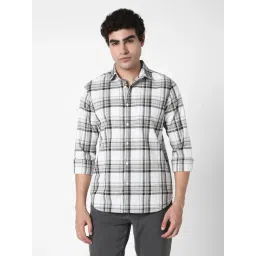 R&B White Cotton Regular Fit Checks Shirt-picture-34
