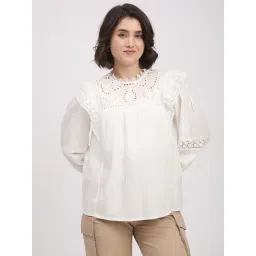 R&B White Cotton Slim Fit Top-picture-23