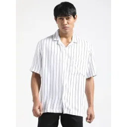 R&B White Slim Fit Striped Shirt-picture-40