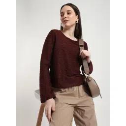 R&B Wine Polyester Abstract Top-picture-20