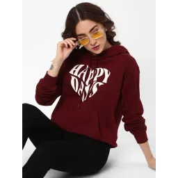 R&B Wine Regular Fit Cotton Graphic Print Hoodie-picture-12