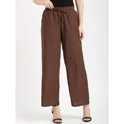 R&B Women Self Design High-Rise Wrinkle Free Regular Fit Trousers-picture-22