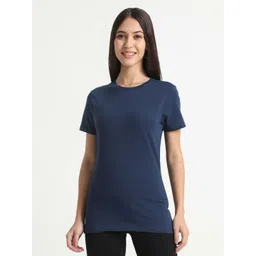 R&B Women Solid Round Neck Cotton T-shirt-picture-24