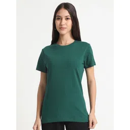 R&B Women Solid Round Neck Cotton T-shirt-picture-26