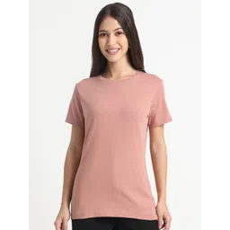 R&B Women Solid Round Neck Cotton T-shirt-picture-27