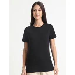 R&B Women Solid Round Neck Cotton T-shirt-picture-41