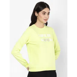 R&B Women Yellow Printed Cotton Sweatshirt image 3