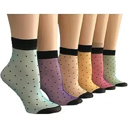 r&d Girl's Designer Ultra Thin Transparent Printed Stocking Socks (pack of 6)-picture-37