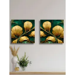 RANDOM 2 Pieces Green & Yellow Floral And Botanical Canvas Wall Art-image-33
