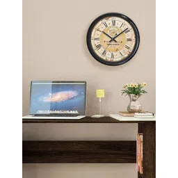 RANDOM Beige & Black Round Analogue Wall Clock-picture-31