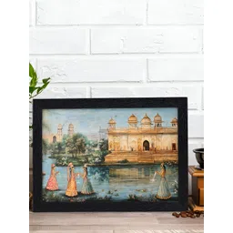RANDOM Beige & Blue Traditional Printed Wooden Wall Art-picture-30