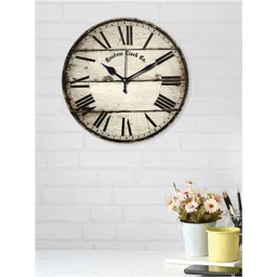 RANDOM Beige Printed Wooden 29.21 CM Vintage Analogue Wall Clock-picture-22