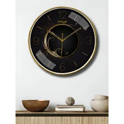 RANDOM Black & Gold-Toned Printed Contemporary Round Wall Clock-picture-31