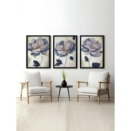 RANDOM Black & Green 3 Piece Synthetic Wood Floral and Botanical Wall Paintings-image-9