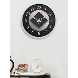 RANDOM Black & Grey Quartz Movement 12-Inch Dual Frame Rhombus Wall Clock With Glass-picture-18