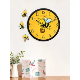 RANDOM Black & Yellow Printed Round Analogue Wall Clock-image-9
