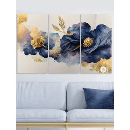 RANDOM Blue 3-Pcs Flowers Abstract Canvas Wall Painting-picture-27
