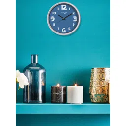 RANDOM Blue Round Solid Analogue Wall Clock image 1