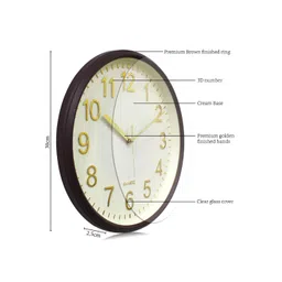RANDOM Brown & Gold-Toned Contemporary Wall Clock image 3