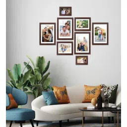 random Brown Synthetic Wood Genesis Indivisual (Set Of 8) Rose Wall Hanging Collage Photo Frames-picture-38
