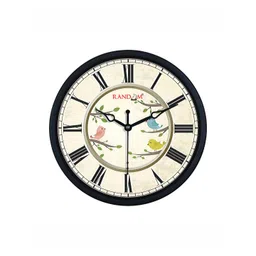 RANDOM Cream-Coloured & Black Printed Round Contemporary Wall Clock-image-38