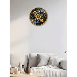 RANDOM Gold Toned & Black Printed Contemporary Analogue Round Wall Clock image 2
