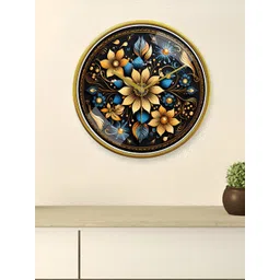 RANDOM Gold Toned & Black Printed Contemporary Analogue Round Wall Clock image 3