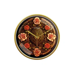 RANDOM Gold Toned & Brown Printed Contemporary Analogue Round Wall Clock-picture-20