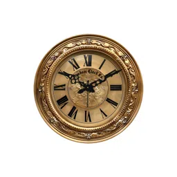 RANDOM Gold-Toned & Brown Printed Contemporary Wall Clock-picture-36
