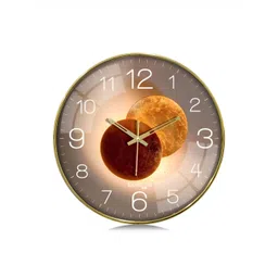 RANDOM Gold-Toned & Brown Printed Contemporary Wall Clock-picture-38