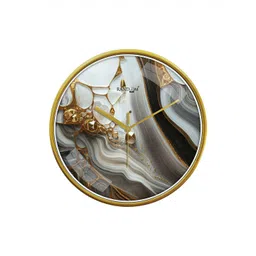 RANDOM Gold Toned & Grey Printed Contemporary Analogue Round Wall Clock-picture-20