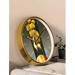 RANDOM Gold Toned & Grey Printed Contemporary Round Wall Clock-picture-13