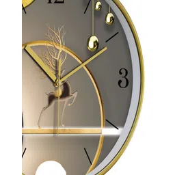 RANDOM Gold-Toned & Grey Printed Contemporary Wall Clock image 3